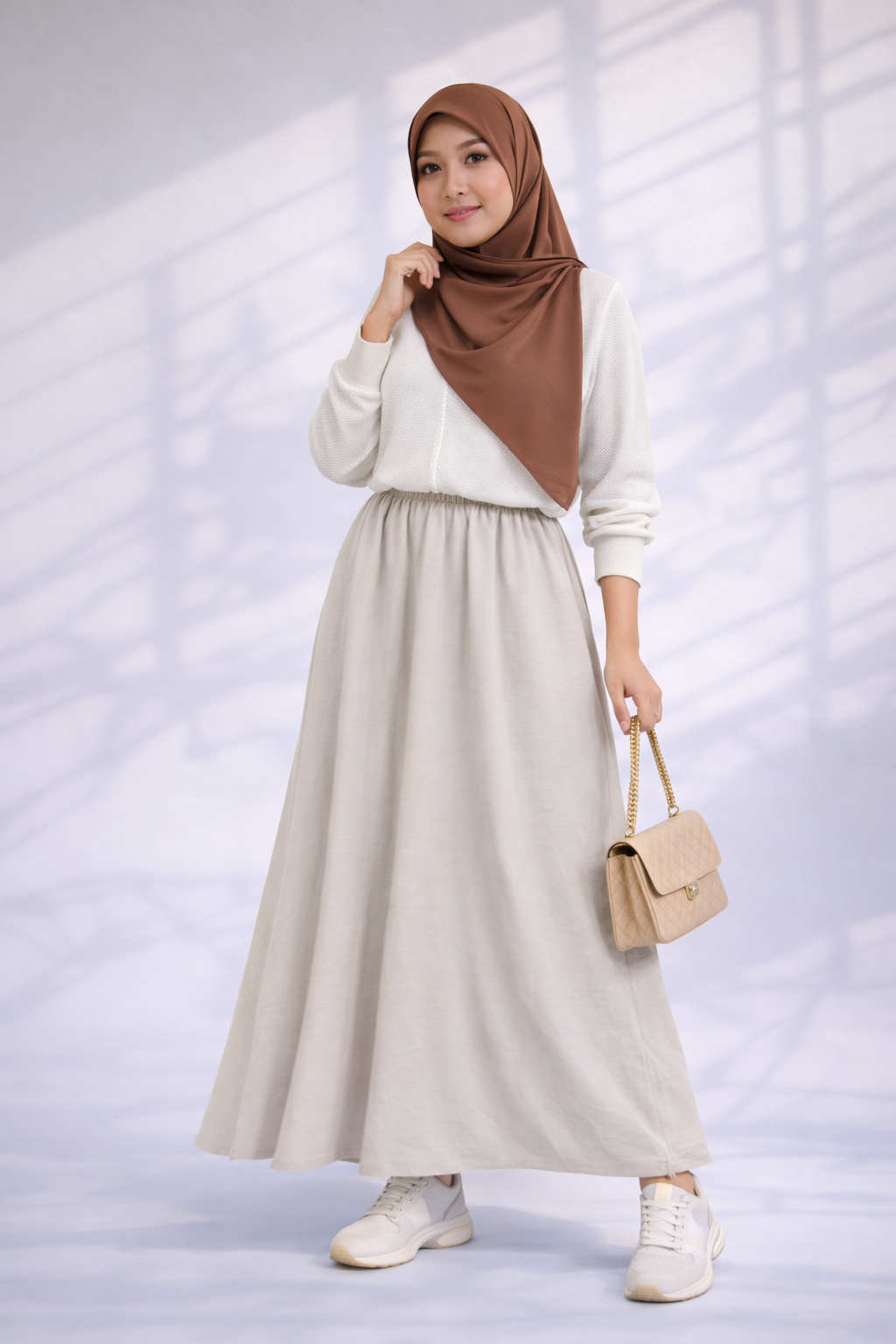 Raffida Serena Sporty Flair Skirt In Light Grey