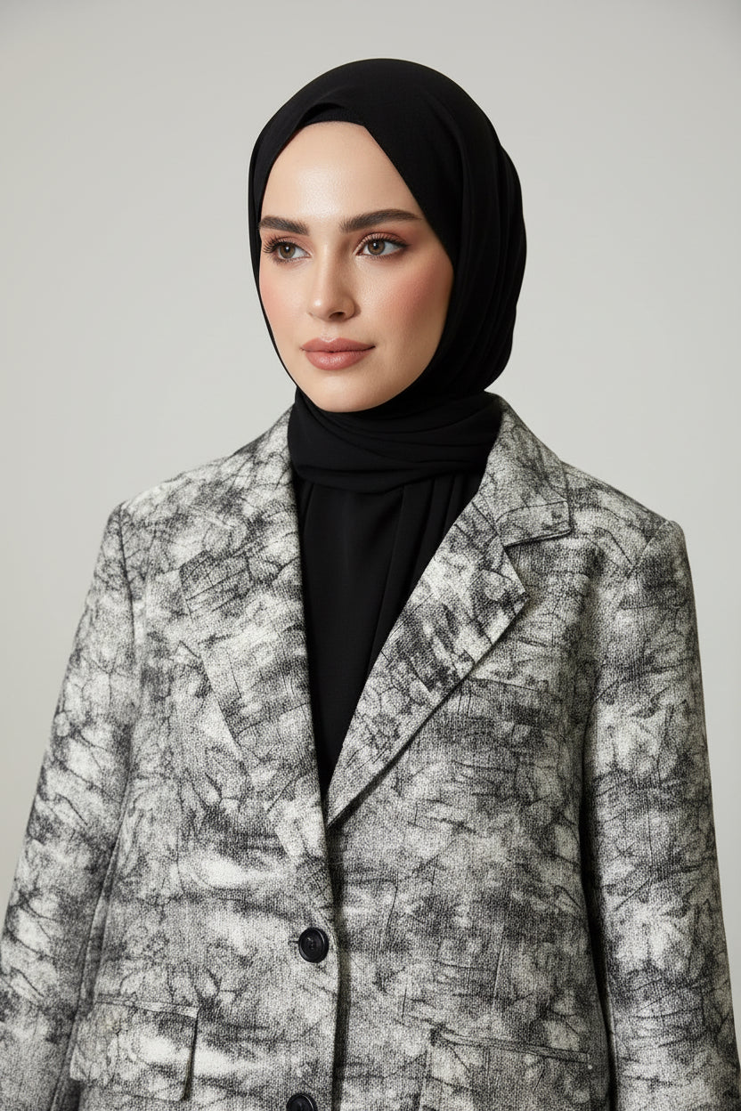 Raffida Macy Marble Cloud Blazer In Black (L)