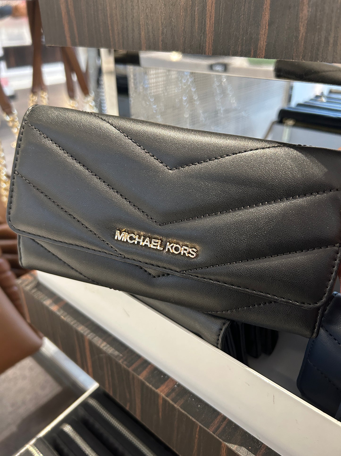 Michael Kors Large Trifold Wallet In Black