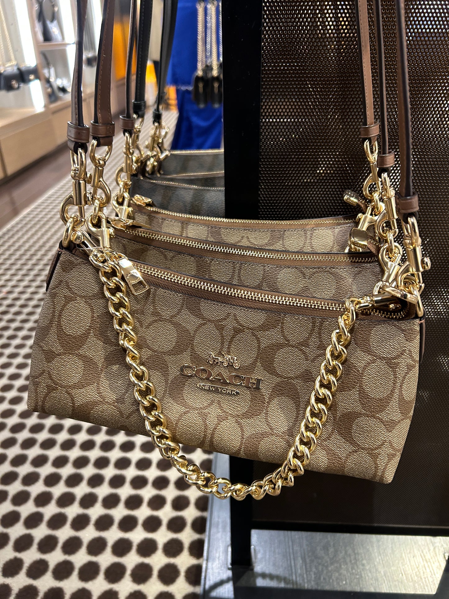 Coach Charlotte Chain Shoulder Bag In Signature Khaki Saddle Pre