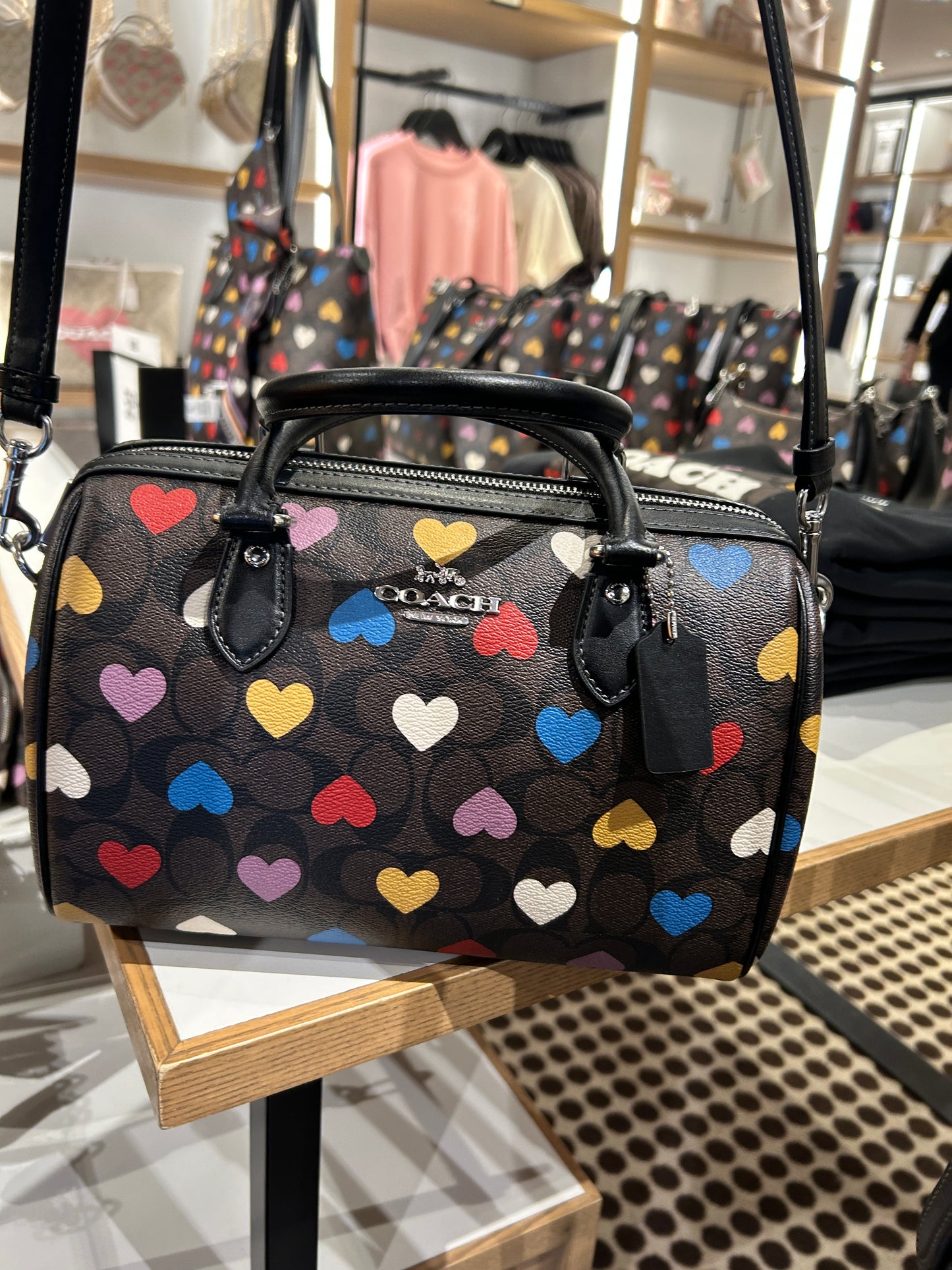 Load image into Gallery viewer, Coach Rowan Satchel In Signature Canvas With Heart Print Brown Black Multi (Pre-Order)
