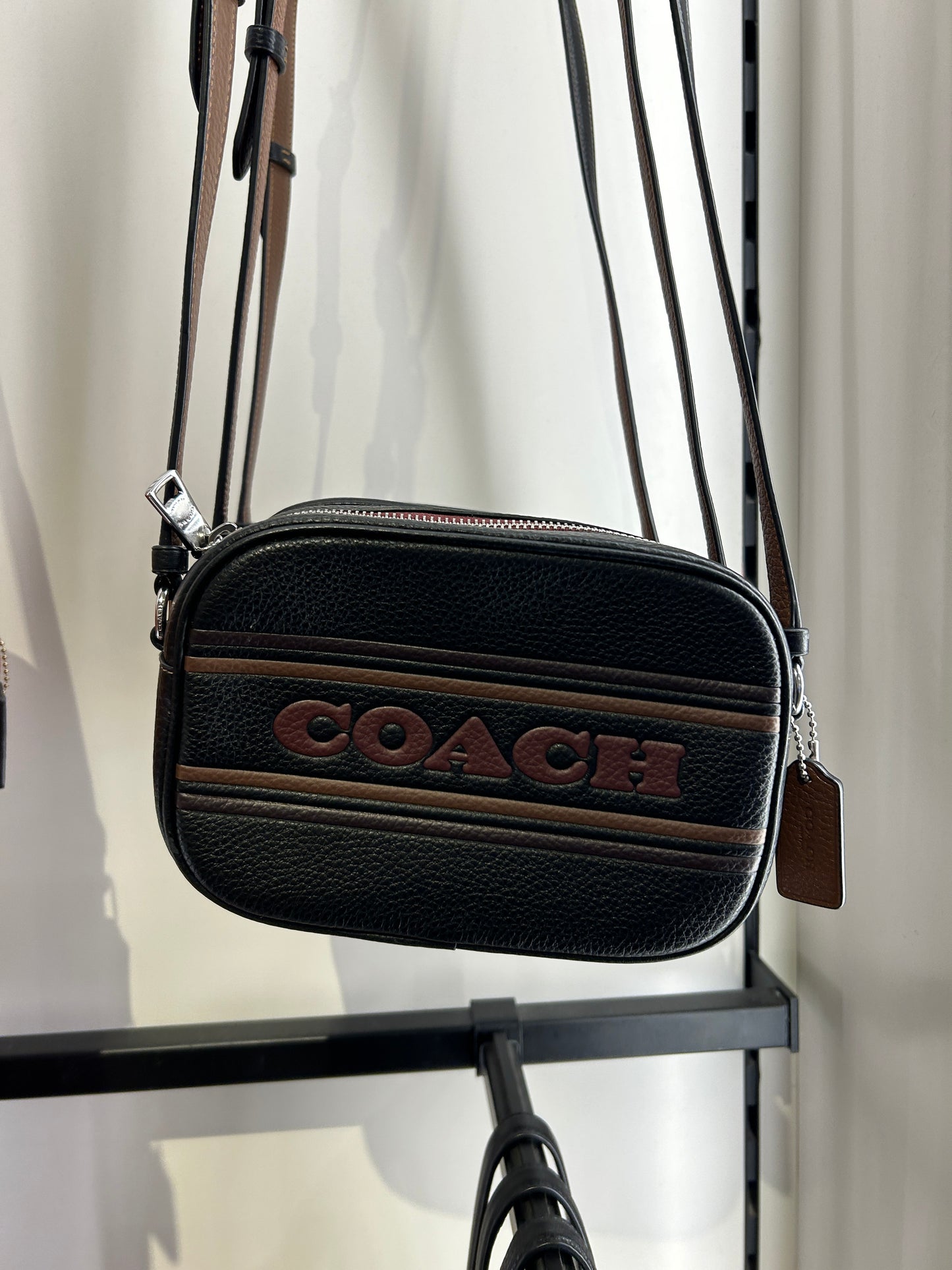 Coach Mini Jamie Camera Bag With Coach Stripe In Black Saddle (Pre-order)