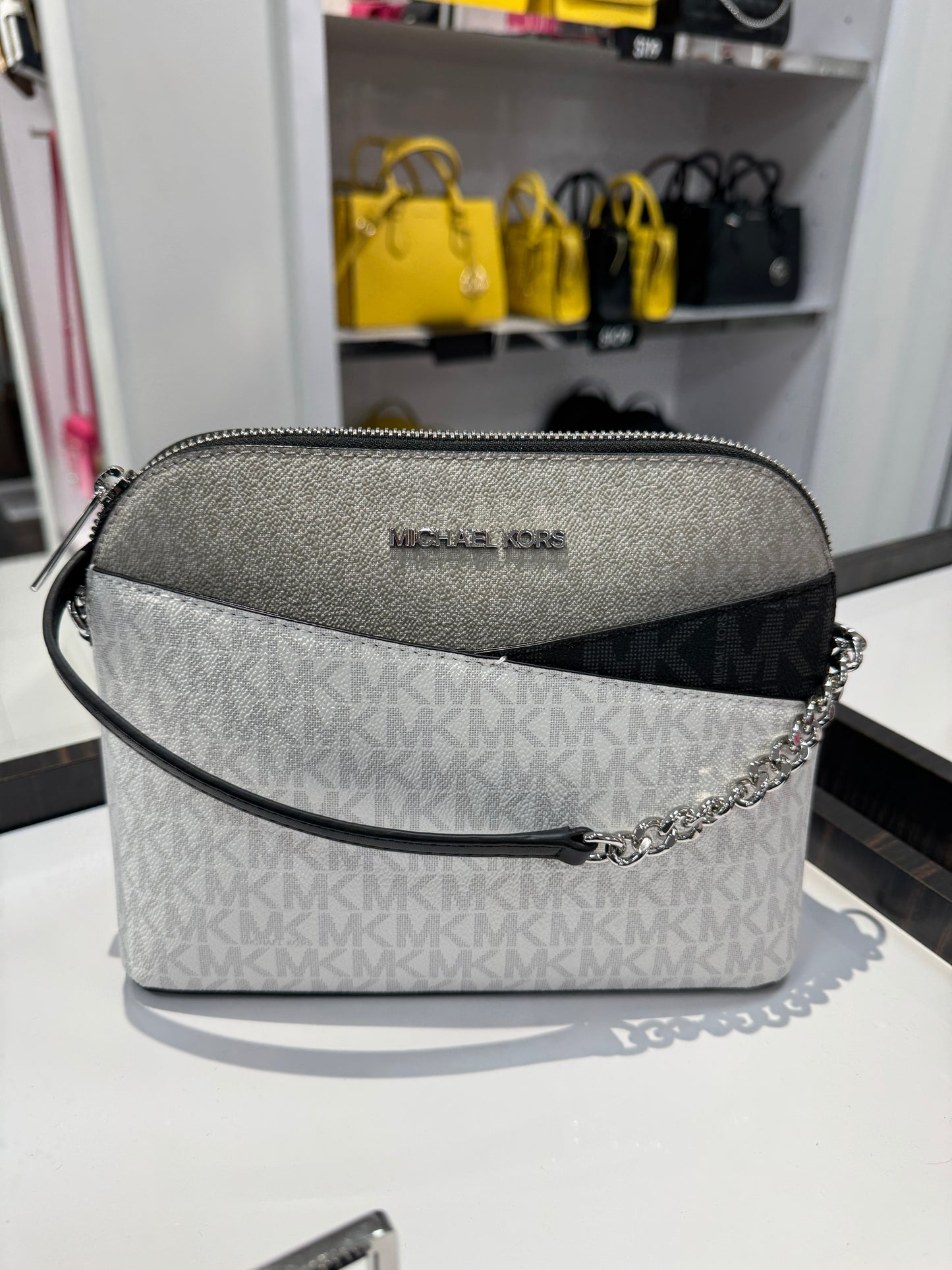 Michael Kors Dome Crossbody In Colorblock Optic White Multi (Pre-Order)