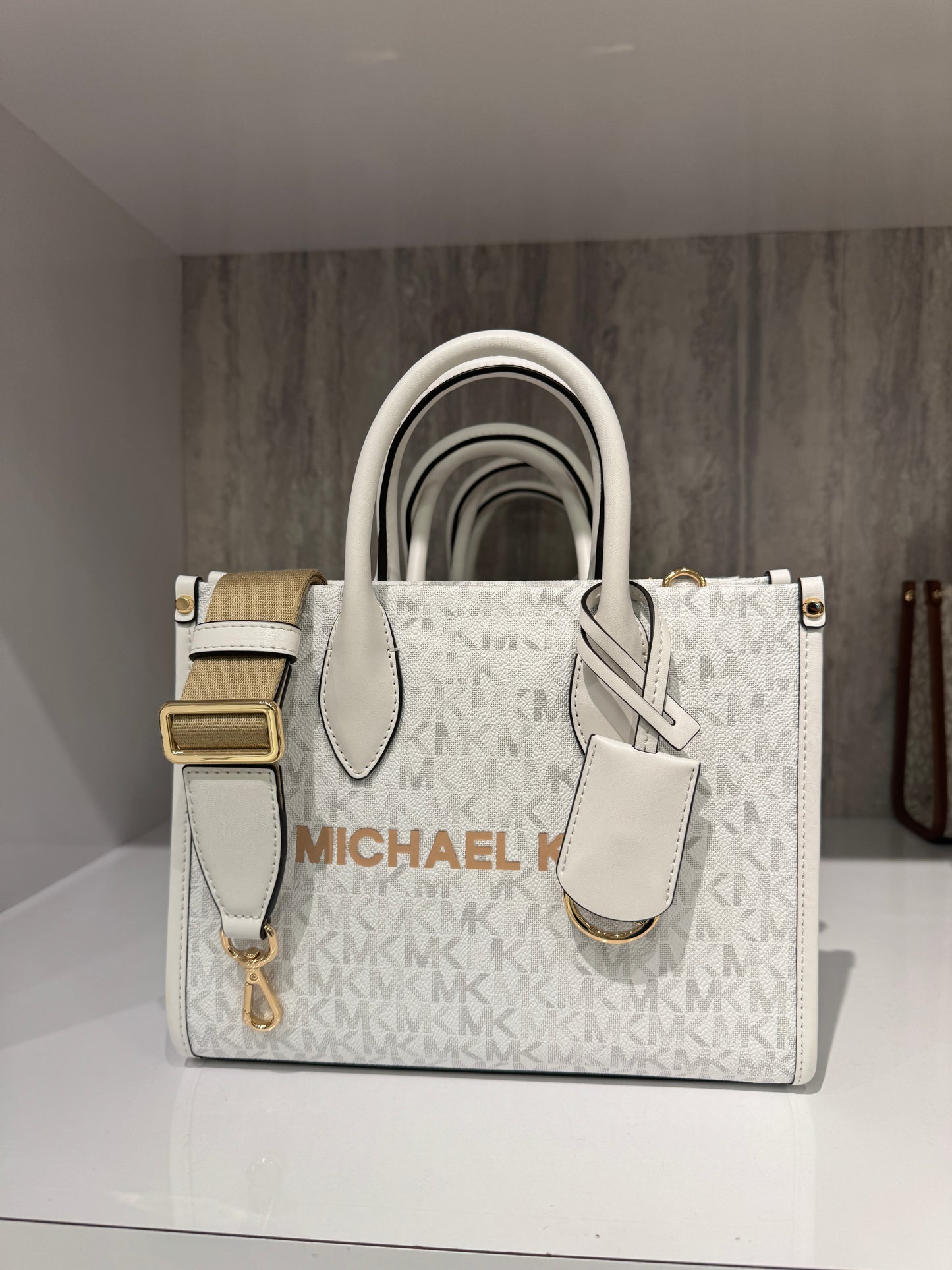 Michael Kors Mirella Small Signature Logo Tote In Optic White (Pre-Order)