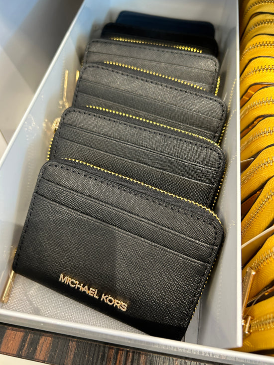 Michael Kors Zip Around Card Case In Black (Pre-Order)