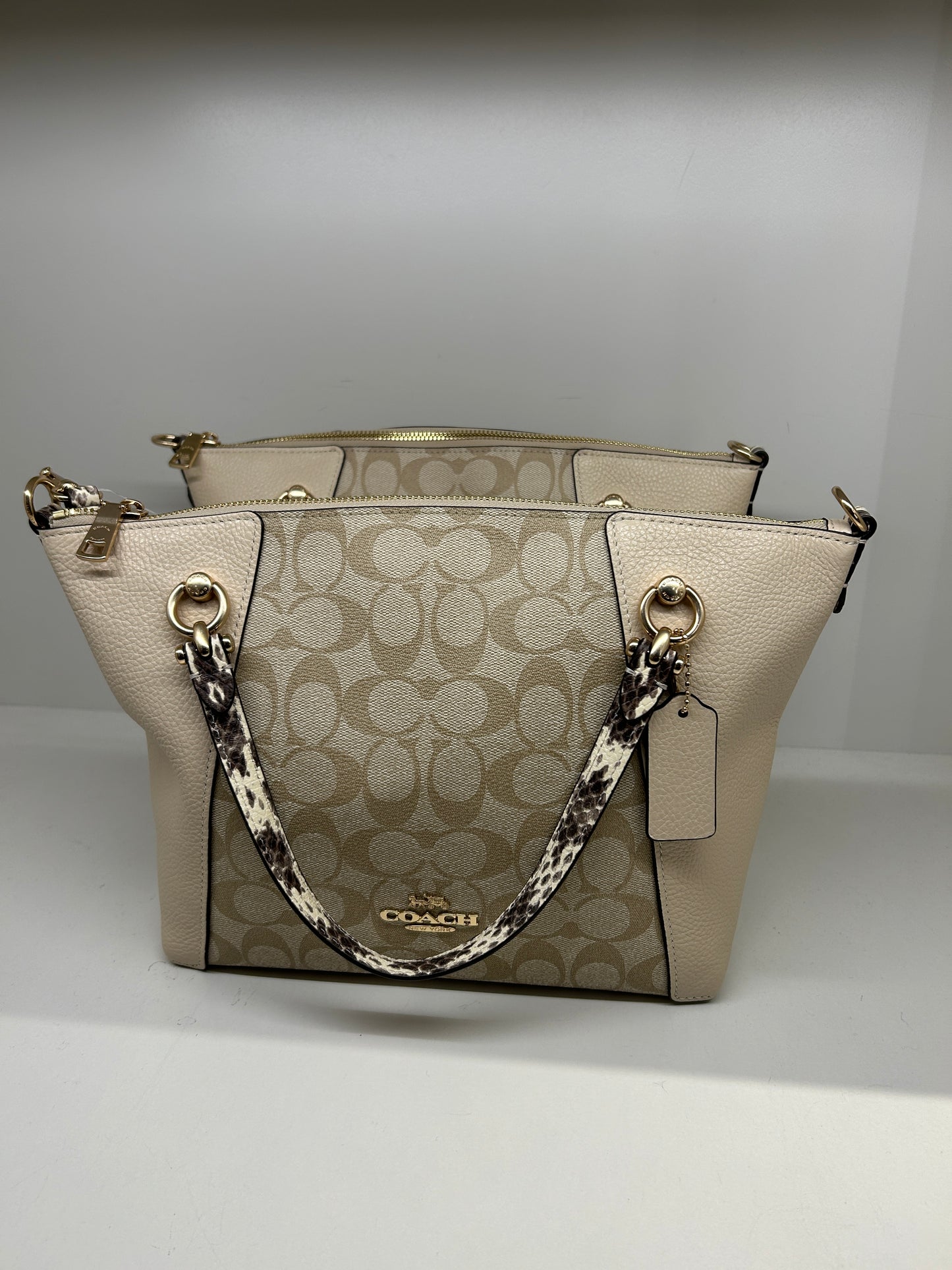 Coach Kacey Satchel In Colorblock Signature In Light Khaki Ivory (Pre-Order)