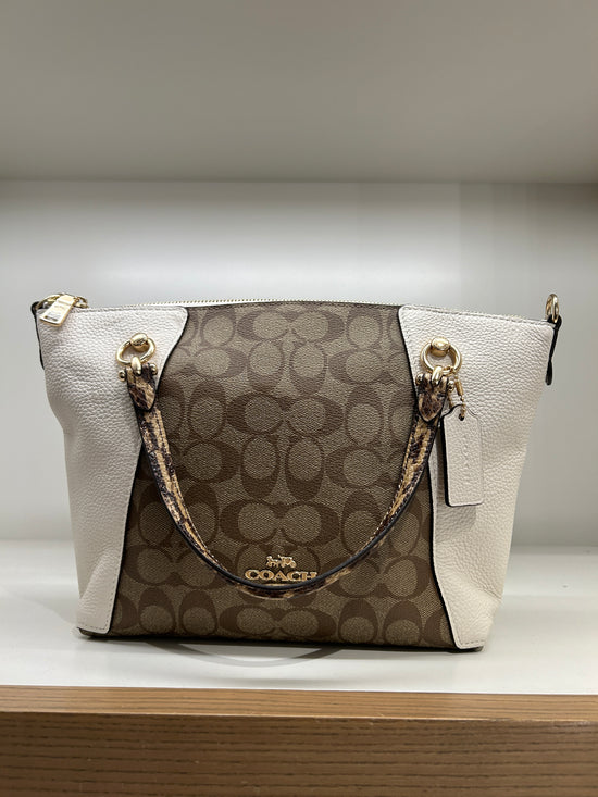 Load image into Gallery viewer, Coach Kacey Satchel In Colorblock Signature In Khaki Chalk Multi (Pre-Order)
