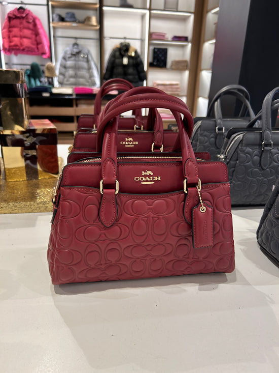 Load image into Gallery viewer, Coach Mini Darcie Carryall With Signature Leather In Cherry (Pre-Order)
