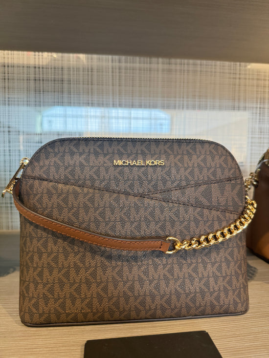 Michael Kors Dome Crossbody In Monogram Brown (Pre-Order)