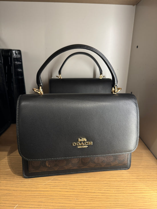 Coach Klare Top Handle Bag In Signature Walnut Black (Pre-order)