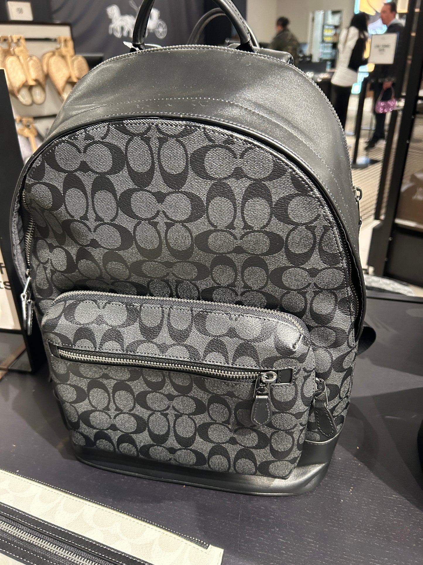 Coach West Men Backpack In Signature Charcoal Black