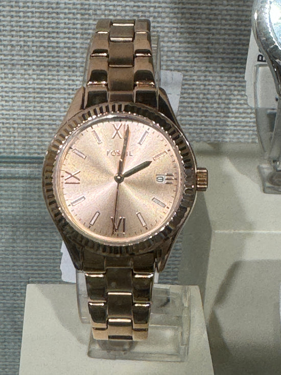 Fossil Women Rye Three-Hand Date Rose Gold-Tone Stainless Steel Watch Bq3639 (Pre-Order)