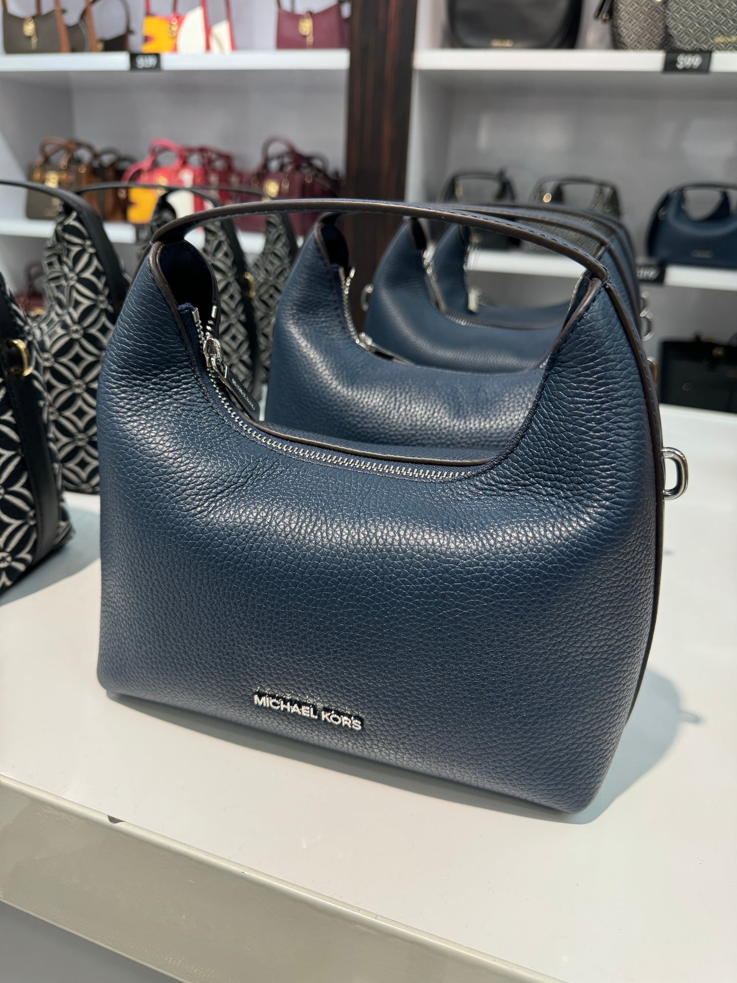 Michael Kors Ember Small Messenger Leather In Navy