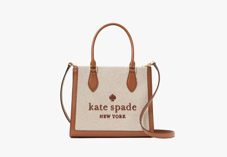 Kate Spade Small Tote Ellie In Canvas Warm Gingerbread