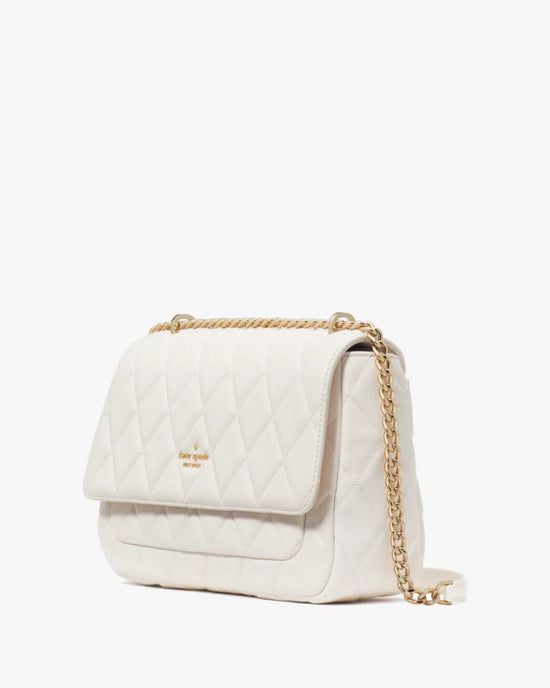 Kate Spade Carey Medium Smooth Quilted Leather Flap Shoulder Bag In Parchment
