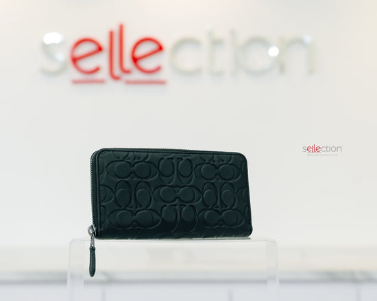 RM350 SAS Best Seller (PRE-ORDER) Coach Men Around Zip Wallet In Embossed Black Signature Leather