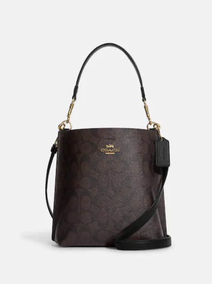 Load image into Gallery viewer, Coach Mollie Bucket Bag 22 In Signature Brown Black (Pre-order)
