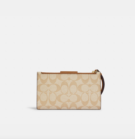 Coach Tech Wallet In Colorblock Signature Light Khaki Light Saddle (Pre-order)