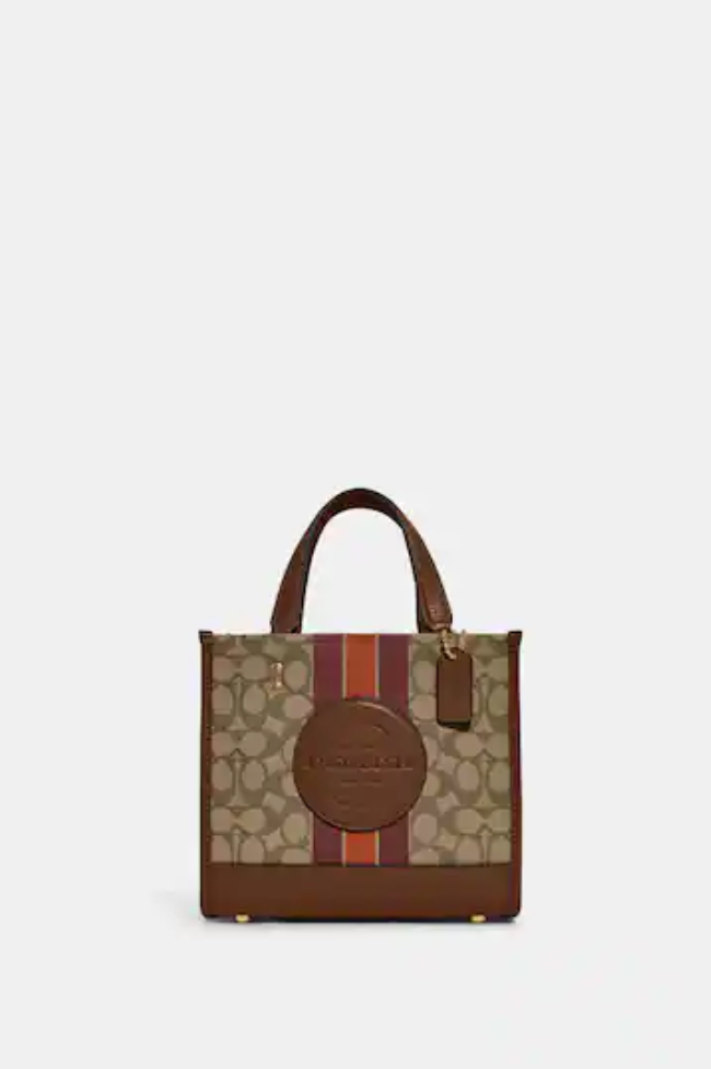 Coach Dempsey Tote 22 In Signature Jacquard With Stripe And Coach Patch Saddle Multi (Pre-order)