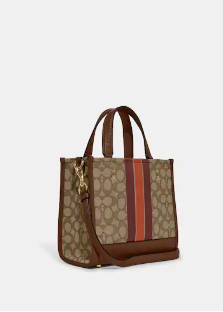 Load image into Gallery viewer, Coach Dempsey Tote 22 In Signature Jacquard With Stripe And Coach Patch Saddle Multi (Pre-order)
