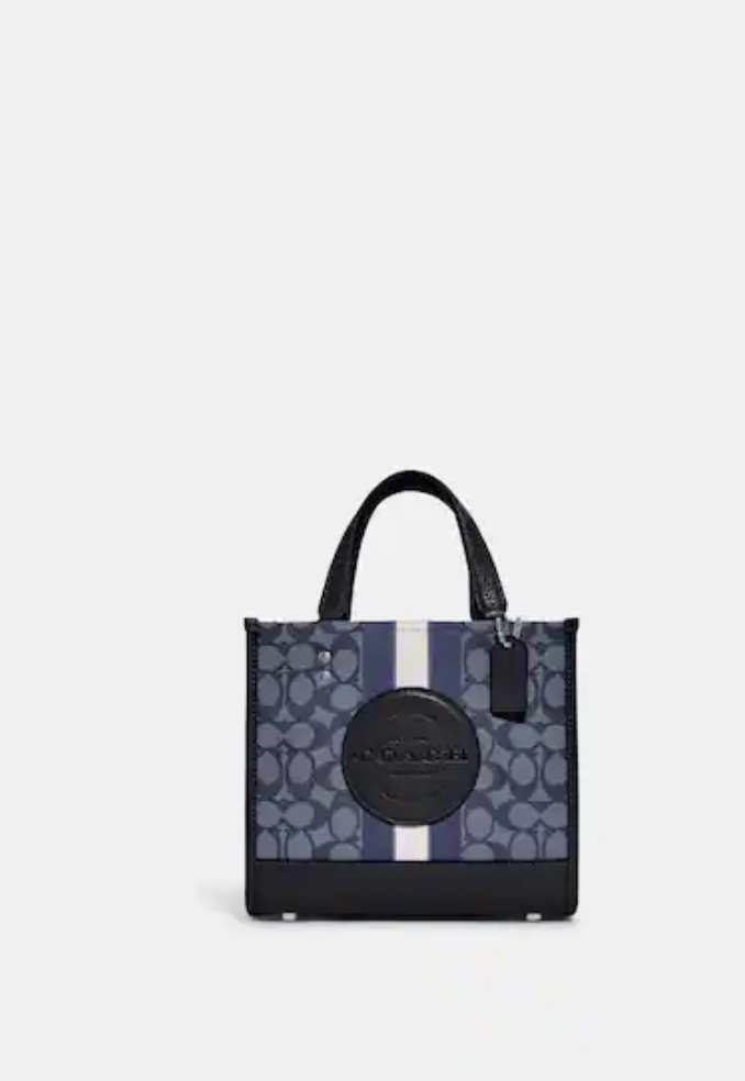 Coach Dempsey Tote 22 In Signature Jacquard With Stripe And Coach Patch Midnight Navy Multi (Pre-Order)
