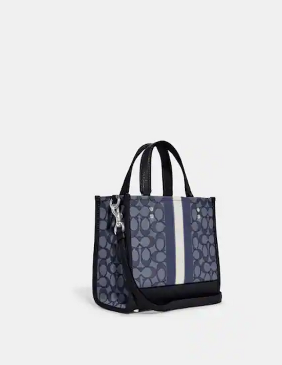Coach Dempsey Tote 22 In Signature Jacquard With Stripe And Coach Patch Midnight Navy Multi (Pre-Order)