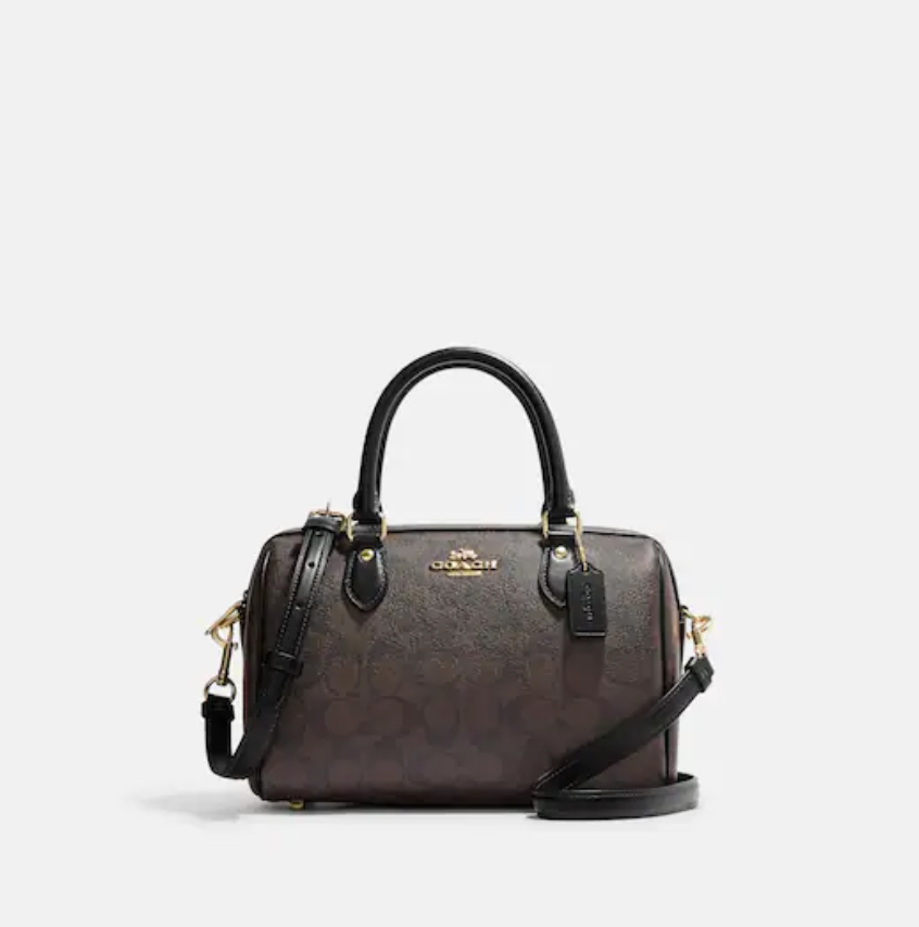 Coach Rowan Satchel In Signature Brown Black SELLECTION