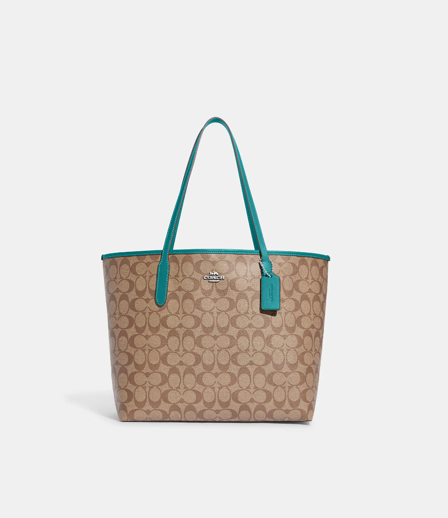 Load image into Gallery viewer, Coach Open City Tote In Signature Khaki Teal
