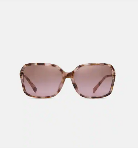 Coach Metal Open Frame Sunglasses In Pink Tortoise (Pre-Order)