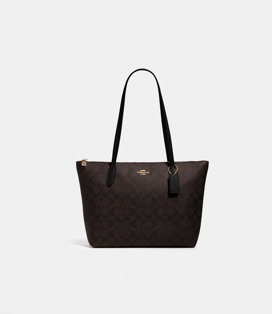 Coach Zip Tote In Signature Brown Black (Pre-order)