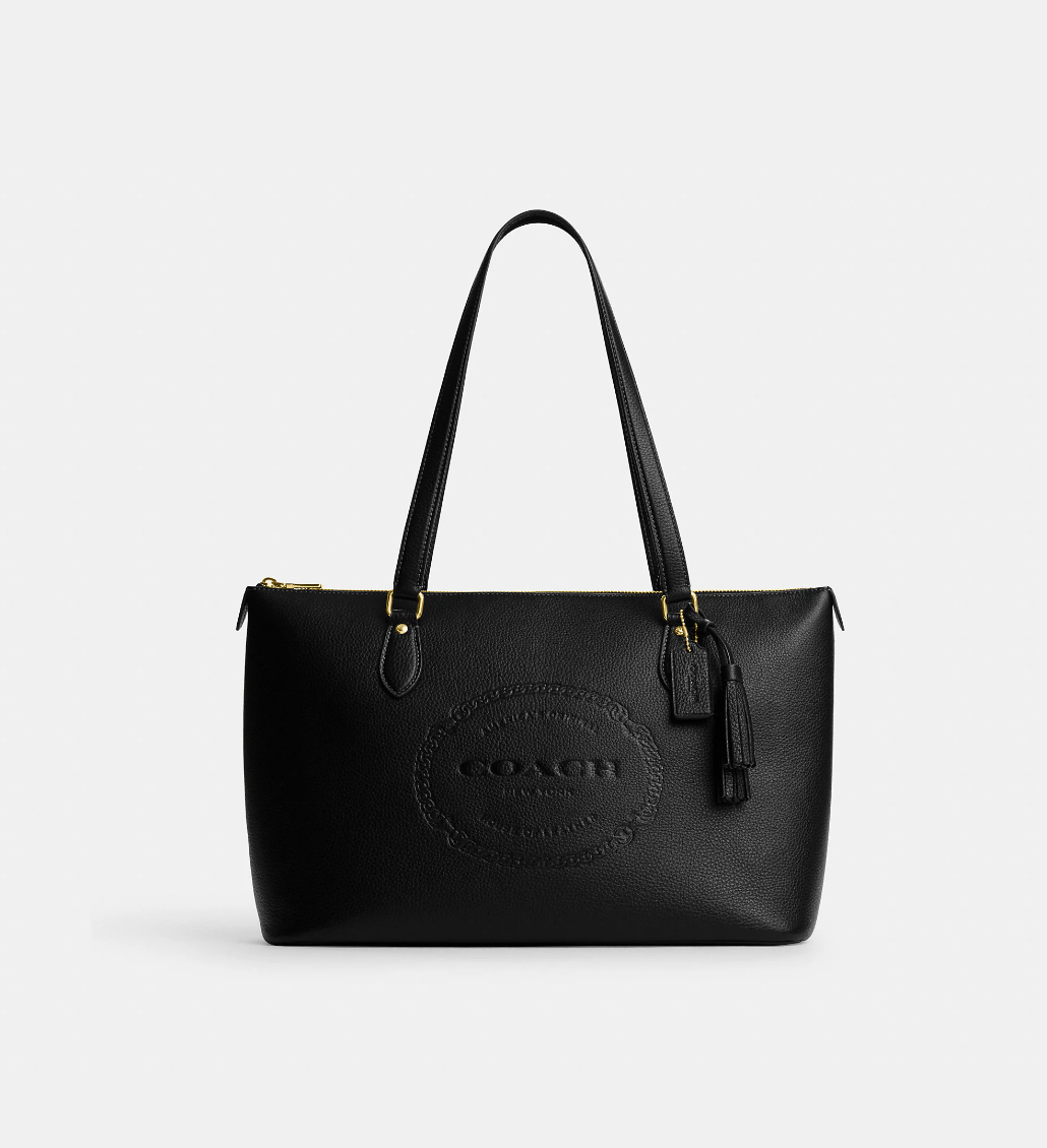 Coach Gallery Tote With Coach Heritage In Black (Pre-Order)