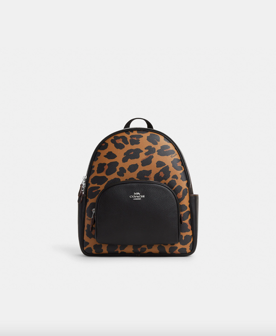 Coach Medium Court Backpack With Signature Canvas And Leopard Print (Pre-Order)