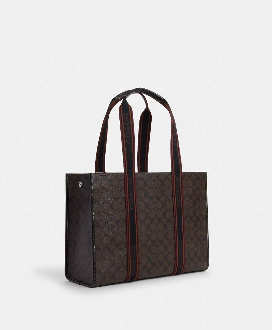 Coach Large Smith Tote In Signature Brown Multi