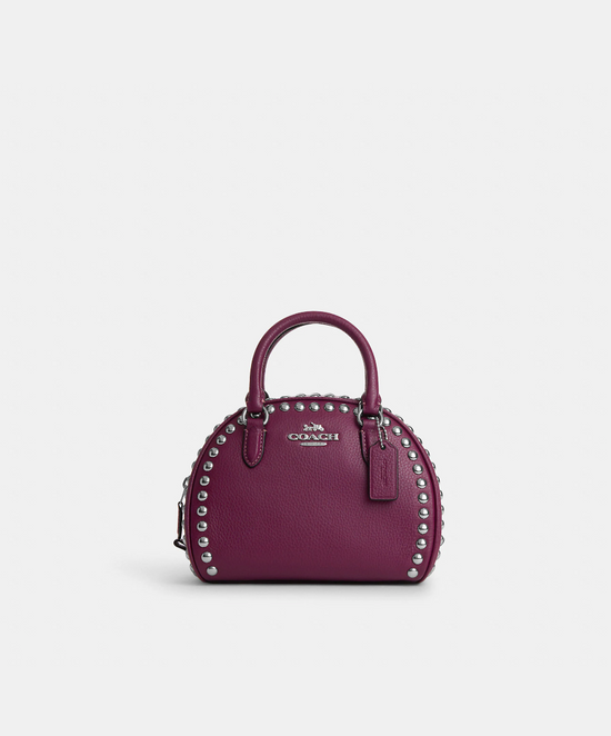 Coach Sydney Satchel With Rivets In Deep Berry (Pre-Order)