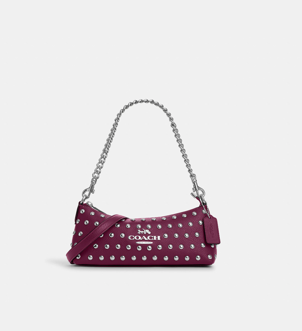 Coach Charlotte Shoulder Bag With Rivets In Deep Berry (Pre-Order)