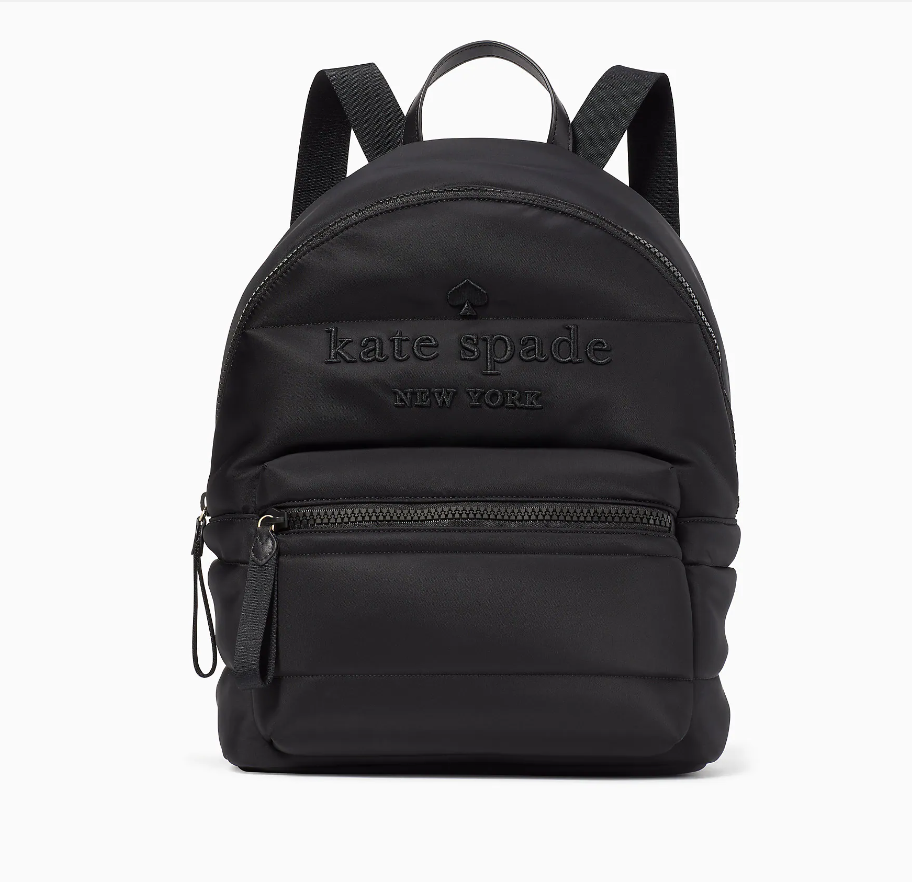 Black leather kate online spade backpack