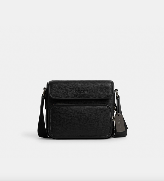 Coach Men Sullivan Flap Crossbody In Gunmetal Black (Pre-Order)