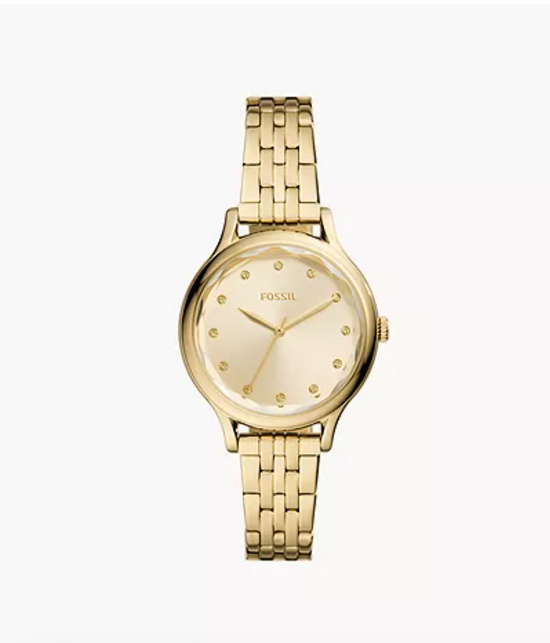 Fossil Women Laney Three-Hand Gold-Tone Stainless Steel Watch Bq3863 (Pre-Order)