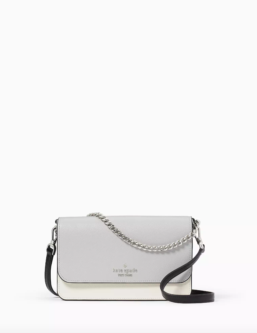 Kate Spade Madison Small Flap Convertible Crossbody In Platinum Grey M ...