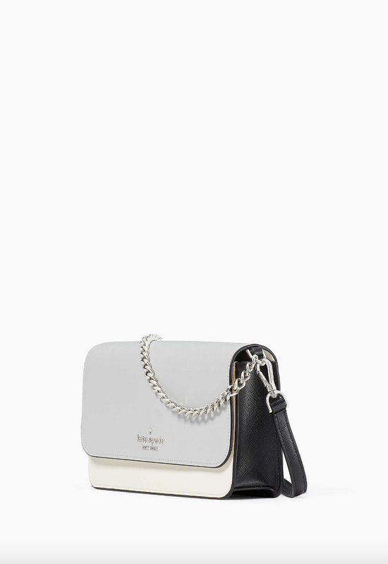 Load image into Gallery viewer, Kate Spade Madison Flap Convertible Crossbody In Platinum Grey Multi
