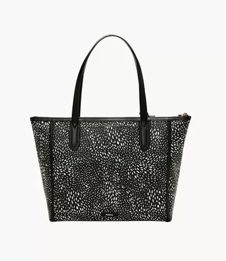 Fossil Sydney Tote In Black Cheetah