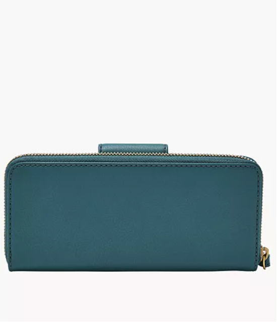 Fossil Madison Zip Clutch In Teal Green