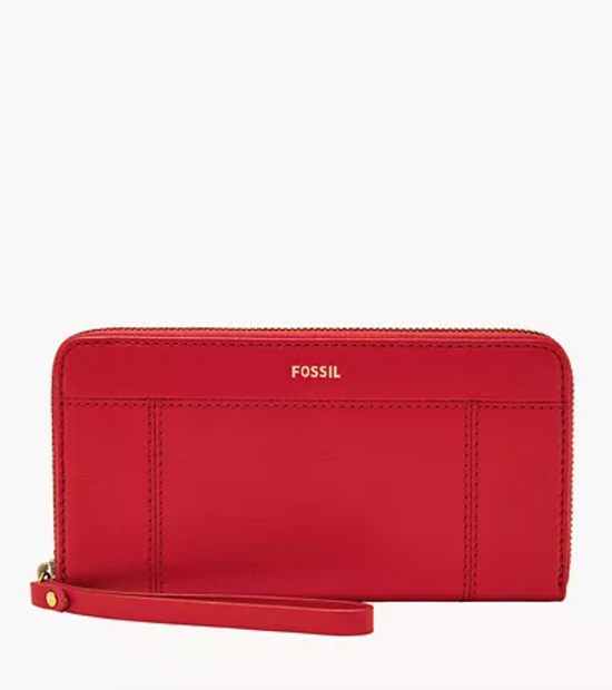 Fossil Jori Zip Clutch In Red (Pre-Order)