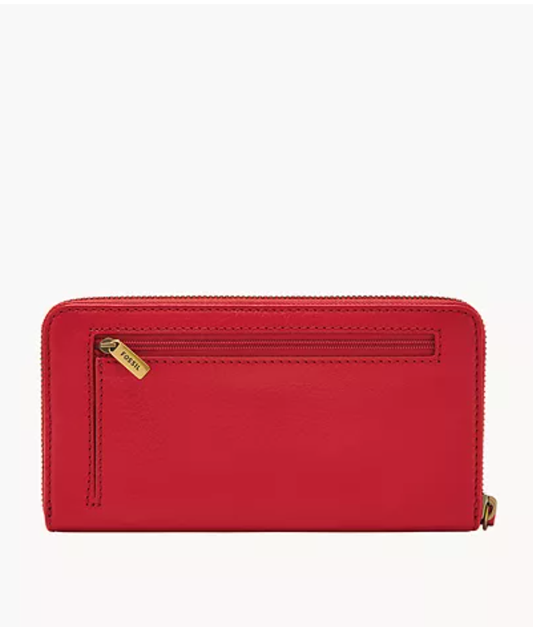 Fossil Jori Zip Clutch In Red