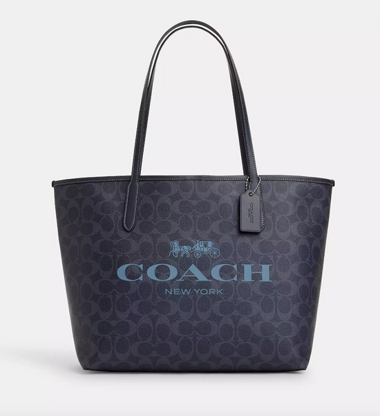 Coach Open City Tote In Signature Midnight Navy (Pre-Order)