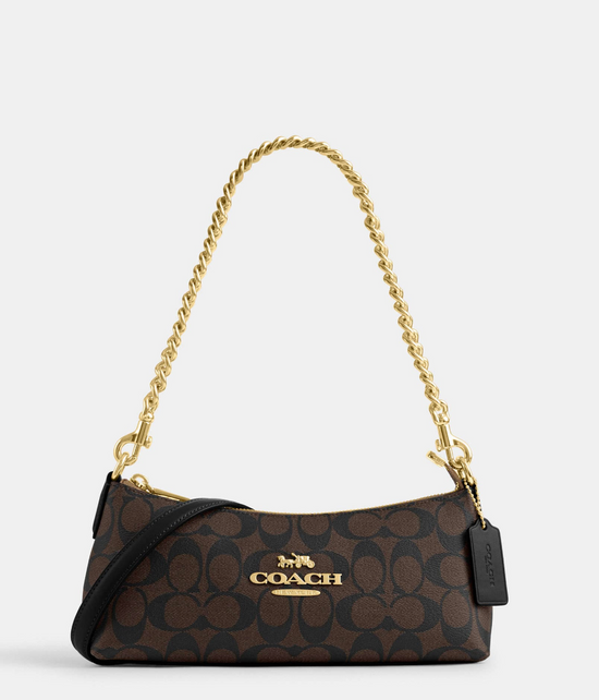 Load image into Gallery viewer, Coach Charlotte Chain Shoulder Bag In Signature Brown Black (Pre-Order)
