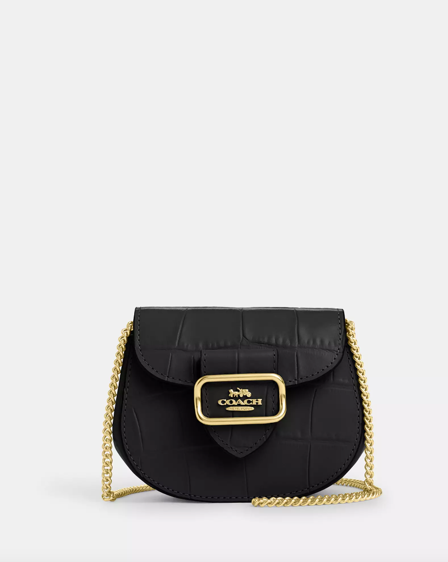 Load image into Gallery viewer, Coach Morgan Card Case On A Chain In Gold Black
