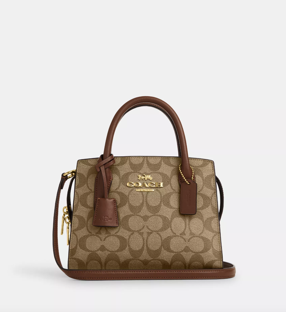 Load image into Gallery viewer, Coach Andrea Carryall In Signature Khaki Saddle 2

