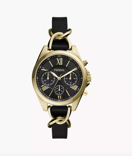 Load image into Gallery viewer, Fossil Women Modern Courier Chronograph Black Leather Watch Bq3926
