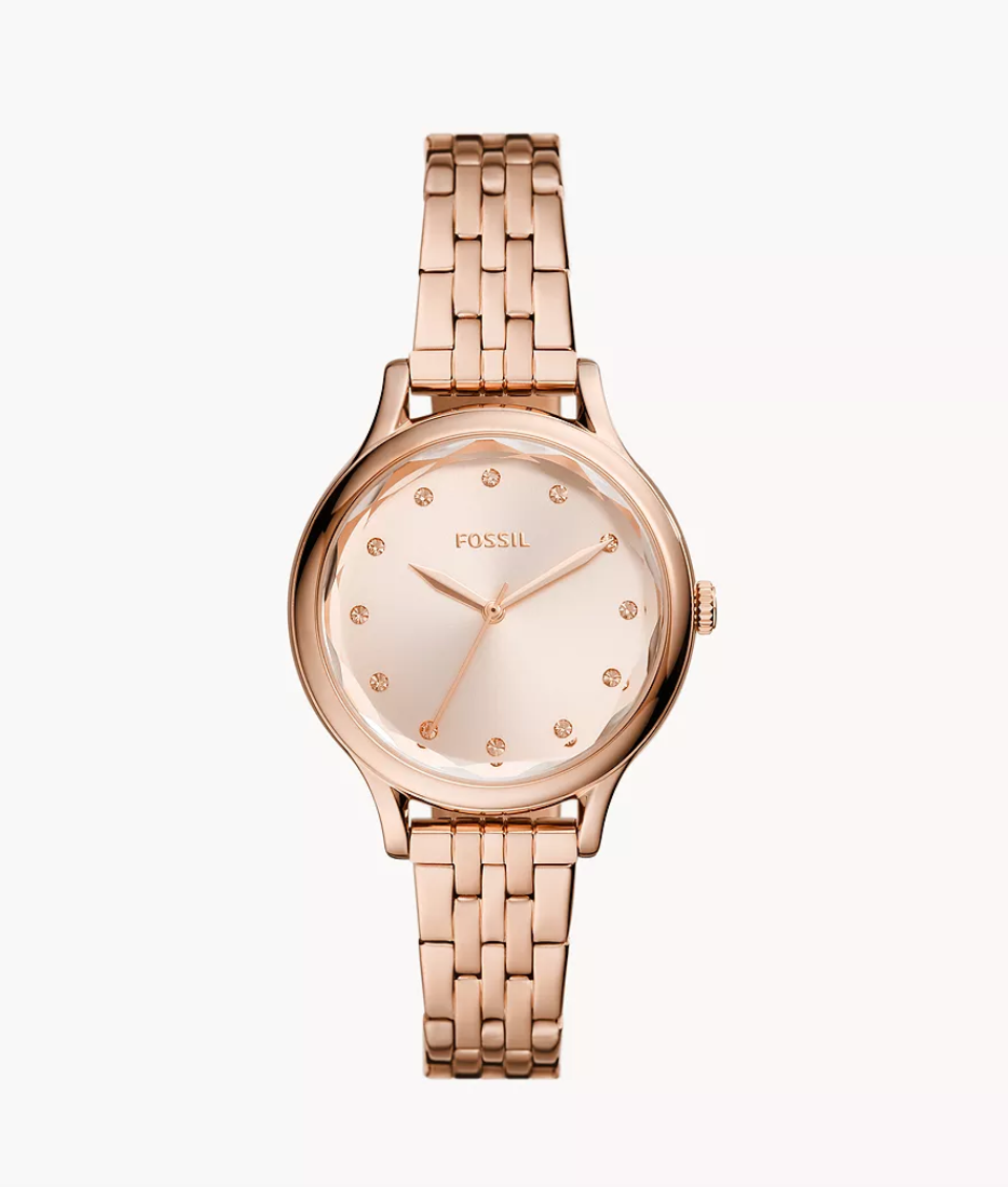 Fossil Women Laney Three-Hand Rose Gold-Tone Stainless Steel Watch Bq3862 (Pre-Order)